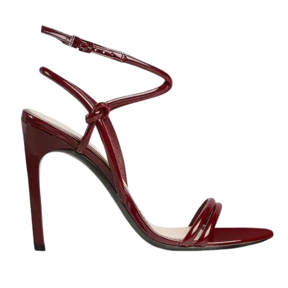 Gucci - Burgundy Strappy Patent Leather Sandals With Knot Detail - It 36